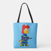 Illustratie van een Tyrannosaurus Rex brandweerman Tote Bag (Achterkant)