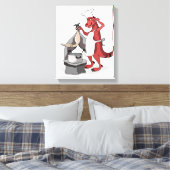 Illustratie van een Tyrannosaurus Rex kok koken. Canvas Afdruk (Insitu (Slaapkamer))