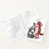 Illustratie van een Tyrannosaurus Rex kok koken. Notitieboek (Binnen)