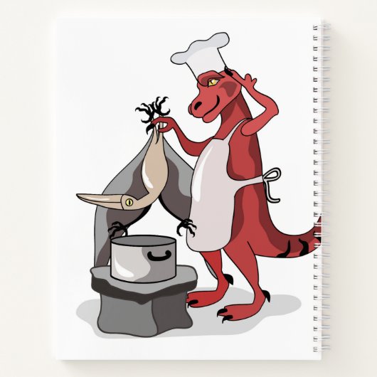 Illustratie van een Tyrannosaurus Rex kok koken. Notitieboek (Achterkant)