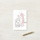 Illustratie van een Tyrannosaurus Rex kok koken. Post-it® Notes (Op bureau)