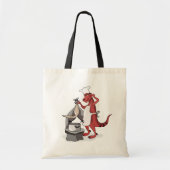 Illustratie van een Tyrannosaurus Rex kok koken. Tote Bag (Voorkant)