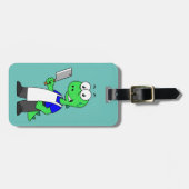 Illustratie van een Tyrannosaurus rex slager. Bagagelabel (Voorkant horizontaal)