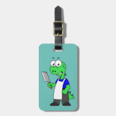 Illustratie van een Tyrannosaurus rex slager. Bagagelabel (Voorkant verticaal)