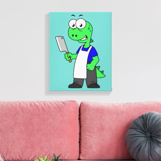 Illustratie van een Tyrannosaurus rex slager. Canvas Afdruk (Insitu (Woonkamer))