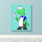 Illustratie van een Tyrannosaurus rex slager. Canvas Afdruk (Insitu (Houten vloer))