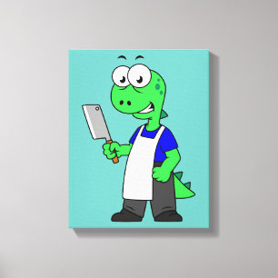Illustratie van een Tyrannosaurus rex slager. Canvas Afdruk