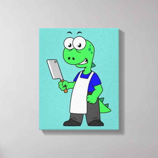 Illustratie van een Tyrannosaurus rex slager. Canvas Afdruk (Voorkant)