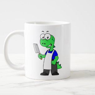 Illustratie van een Tyrannosaurus rex slager. Grote Koffiekop