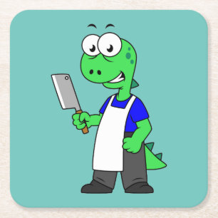 Illustratie van een Tyrannosaurus rex slager. Kartonnen Onderzetters