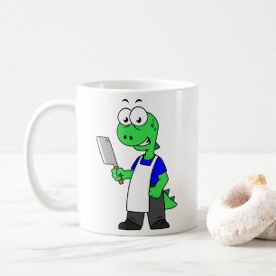 Illustratie van een Tyrannosaurus rex slager. Koffiemok