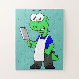 Illustratie van een Tyrannosaurus rex slager. Legpuzzel