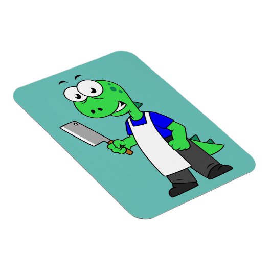 Illustratie van een Tyrannosaurus rex slager. Magneet (Rechterzijde)