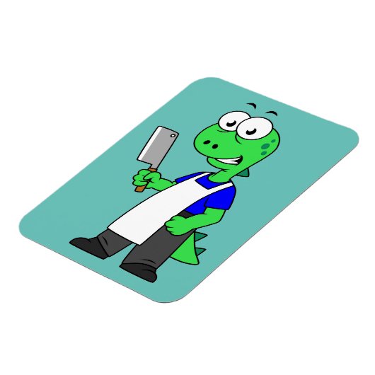 Illustratie van een Tyrannosaurus rex slager. Magneet (Linkerzijde)