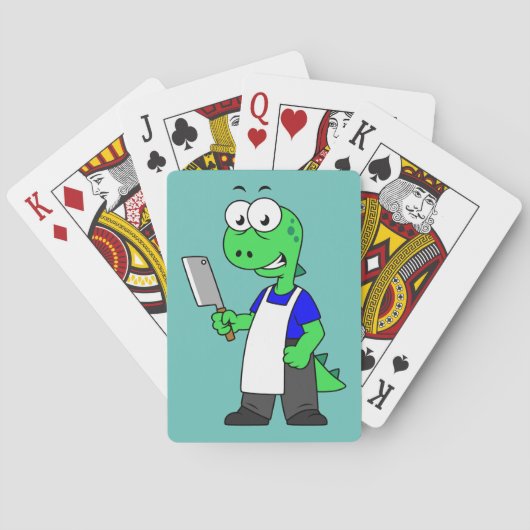 Illustratie van een Tyrannosaurus rex slager. Pokerkaarten (Achterkant)
