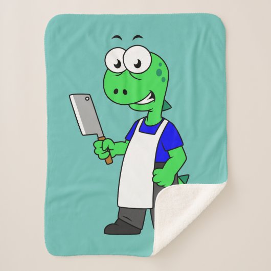 Illustratie van een Tyrannosaurus rex slager. Sherpa Deken (Voorkant)