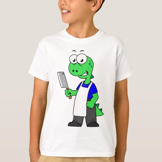 Illustratie van een Tyrannosaurus rex slager. T-shirt (Voorkant)