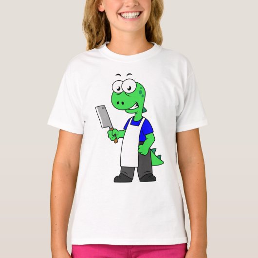 Illustratie van een Tyrannosaurus rex slager. T-shirt (Voorkant)