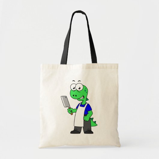 Illustratie van een Tyrannosaurus rex slager. Tote Bag (Voorkant)