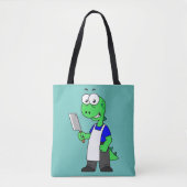 Illustratie van een Tyrannosaurus rex slager. Tote Bag (Voorkant)