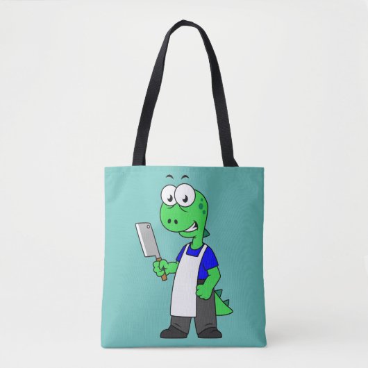 Illustratie van een Tyrannosaurus rex slager. Tote Bag (Voorkant)