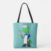 Illustratie van een Tyrannosaurus rex slager. Tote Bag (Achterkant)