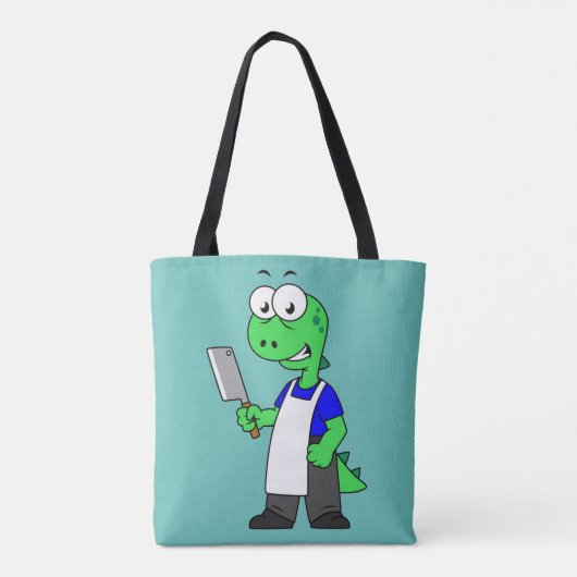 Illustratie van een Tyrannosaurus rex slager. Tote Bag (Achterkant)