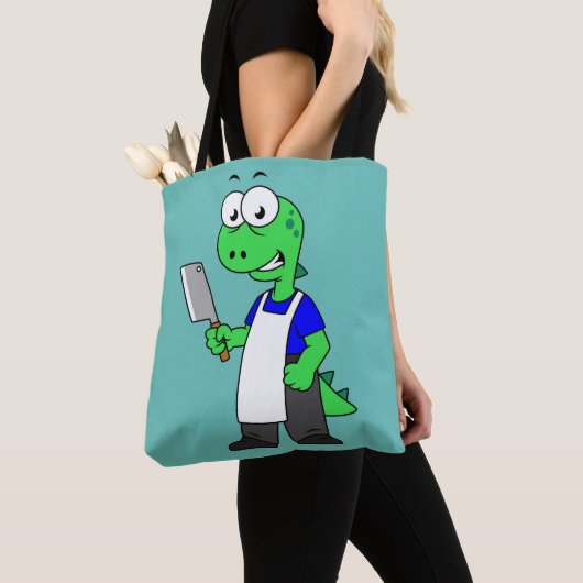 Illustratie van een Tyrannosaurus rex slager. Tote Bag (Dichtbij)