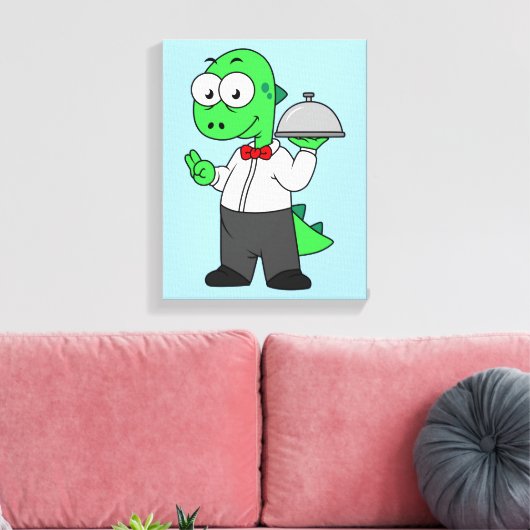 Illustratie van een Tyrannosaurus rex voedselkelne Canvas Afdruk (Insitu (Woonkamer))
