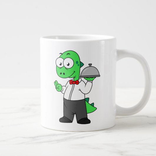 Illustratie van een Tyrannosaurus rex voedselkelne Grote Koffiekop (Rechts)