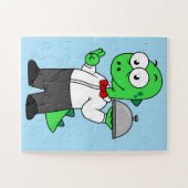 Illustratie van een Tyrannosaurus rex voedselkelne Legpuzzel (Horizontaal)