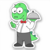 Illustratie van een Tyrannosaurus rex voedselkelne Sticker (Voorkant)