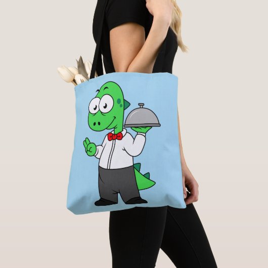 Illustratie van een Tyrannosaurus rex voedselkelne Tote Bag (Dichtbij)