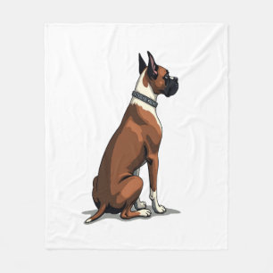 Illustratie van een vintage boxerhond van achteren fleece deken