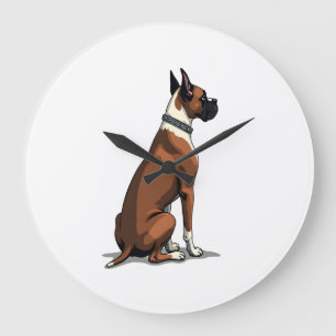 Illustratie van een vintage boxerhond van achteren grote klok