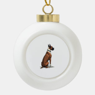 Illustratie van een vintage boxerhond van achteren keramische bal ornament