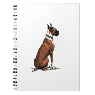 Illustratie van een vintage boxerhond van achteren notitieboek