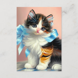 Illustratie van een vintage calico katje informatiekaartje
