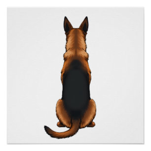 Illustratie van een vintage Duitse herder achteraa Perfect Poster