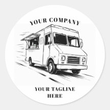Illustratie van een vintage foodtruck in schetssti