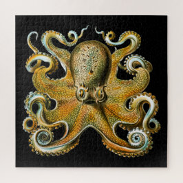 Illustratie van een vintage gouden octopus legpuzzel