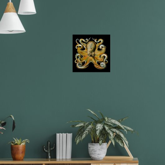 Illustratie van een vintage gouden octopus poster (Woonkamer 1)