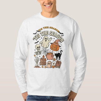 Illustratie van een vintage Halloween-vergadering T-shirt
