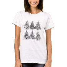 Illustratie van een vintage kerstboom, handgeteken