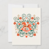 Illustratie van een vintage kerstschommelpaard feestdagenkaart (Voorkant)