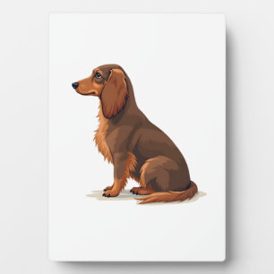 Illustratie van een vintage langharige dachshond a fotoplaat
