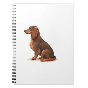 Illustratie van een vintage langharige dachshond a notitieboek