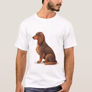 Illustratie van een vintage langharige Dachshund a T-shirt