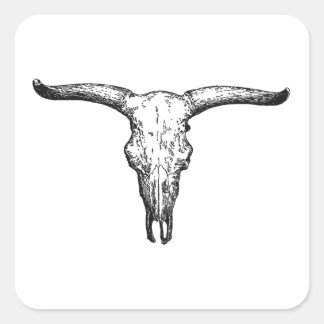 Illustratie van een vintage oeros-schedel vierkante sticker