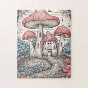 Illustratie van een vintage psychedelische paddest legpuzzel